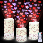 Baquler Valentine flameless heart projector candles illuminate intimate dining moments.