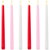 Baquler red flameless taper candle lighting a romantic table centerpiece