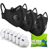 BASE CAMP M Plus Dust Mask close-up showing six-layer filtration for dust protection
