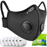 BASE CAMP M Plus dust mask front view in silver and black for standout protection