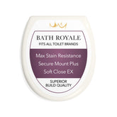Bath Royale BR500-01 round toilet seat with slow-close feature for quiet operation.