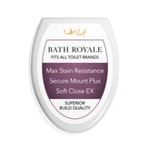 Bath Royale BR501-00 slow-close seat in white for elongated toilets, quiet closing feature