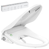 Bathkity electric bidet seat demonstrates wash-modes for customizable comfort.