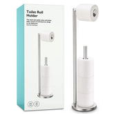 Batoliet brushed nickel toilet paper holder stand front view showing sleek design and storage.