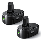 Battxita 18V battery DC9096 side view, reliable replacement power for Dewalt tools