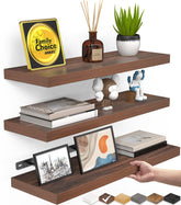 BAYKA walnut floating shelf front view, ideal for organized books and decor.