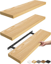 Bayka floating shelves show 22.5-inch length for organized display.