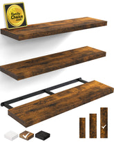 BAYKA floating wall shelves in rustic brown provide stylish storage and display