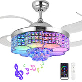 BAYSQUIRREL retractable crystal ceiling fan with elegant light