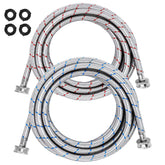 Beaquicy 15ft washing machine hoses pack with color-coded hot and cold lines for easy setup.