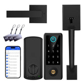 BEBASIA fingerprint door lock with handle set for keyless entry.