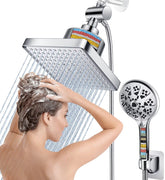 Beekim dual filtered rain shower head front view shows filtration in action and clean lines