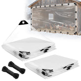 Beeplove clear tarp coop cover lets light through while shielding the coop from elements.