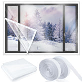 Beeveer window insulation film 75x79 inches, clear shield for warmth and energy efficiency.