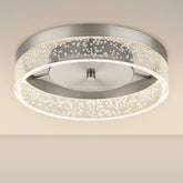 Bekada LED flush mount crystal chandelier close-up for elegant dining room lighting.