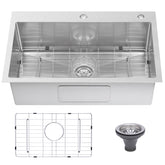 Beleeb Drop-In Sink 33x22 front view highlights modern embossing and a clean, stylish edge.