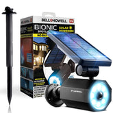Bell+Howell Bionic Spotlight Deluxe solar panel closeup, showcasing energy capture for overnight lighting