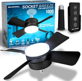 Bell+Howell Socket Breeze Deluxe ceiling fan with LED light for compact spaces