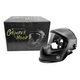 Benchmark Abrasives grinding hood shield front view with anti-fog protection.