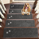 BEQHAUSE stair tread soft-texture cushions feet on wooden stairs.