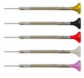 Bergeon 30081-P05 screwdrivers set with stainless blades for precise small-fastener work.