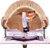 BERPET miter saw dust hood with LED light improves visibility during cuts