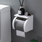 Beruyu toilet paper holder with shelf, front view, keeps essentials within reach