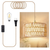 Beser·Win plug-in pendant light with rattan shade casting warm ambiance in a living room