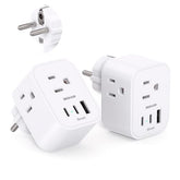 BESHON travel plug adapter in use powering devices in France and Germany