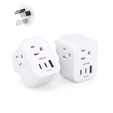 BESHON Type I travel plug adapter front view with outlets and USB ports.