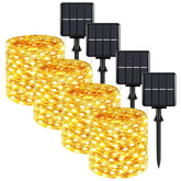 BesLowe 288ft solar string lights illuminate decks with warm LED glow.