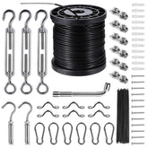 BESTNEWLL nylon-coated stainless steel cable 164 ft for durable outdoor lighting setup.