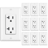 BESTTEN 10-pack 20A wall outlet for reliable power delivery in busy spaces