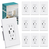 BESTTEN 10-pack USB outlet with USB-ports enables fast charging in any room.