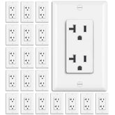 BESTTEN 20A decorator receptacle in white gloss for a clean look in modern spaces