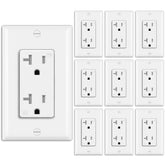 BestTEN 20A decor wall outlet shown with decorative wall plate for quick installs.