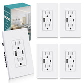 BESTTEN 24W USB wall outlet front view with USB-C and USB-A ports for fast charging