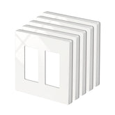 BESTTEN 5-pack two-gang wall plate with screwless glossy off-white finish for a clean look