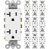 BESTTEN decorator wall receptacle front view with glossy white finish for a clean look