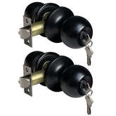 BESTTEN keyed entry door knob front view in matte black for secure entry.