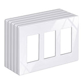 BESTTEN 3-Gang wall plate front view with gloss Snow White finish for easy cleaning.