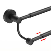 BESy adjustable towel bar extended from 16 to 26 inches for variable towel sizes.
