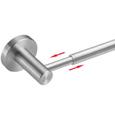 BESy adjustable towel bar extended to 26 inches for flexible bathroom spacing.