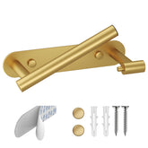 Besy wall-mount toilet paper holder in brushed gold saves counter space and adds style