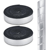 BFHB pipe wrap showing foam-foil layers protecting outdoor pipes from freezing and heat loss