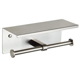 BGL double toilet holder with shelf mounted on wall for organized bathroom storage