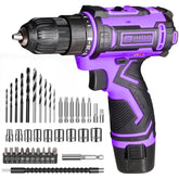 BIHOO purple 12V cordless drill in use for quick home repairs