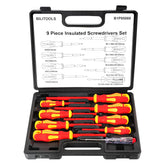 Bilitoools insulated screwdriver set: varied sizes for safe electrical maintenance.