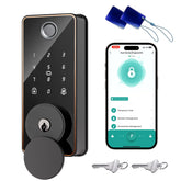 Biquole keyless entry lock on the front door with fast fingerprint unlock.