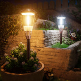 BITPOTT solar pathway lights outdoor 8-pack illuminate walkways at night.